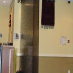 floor to ceiling glass panel waterfall fountain indoor frameless