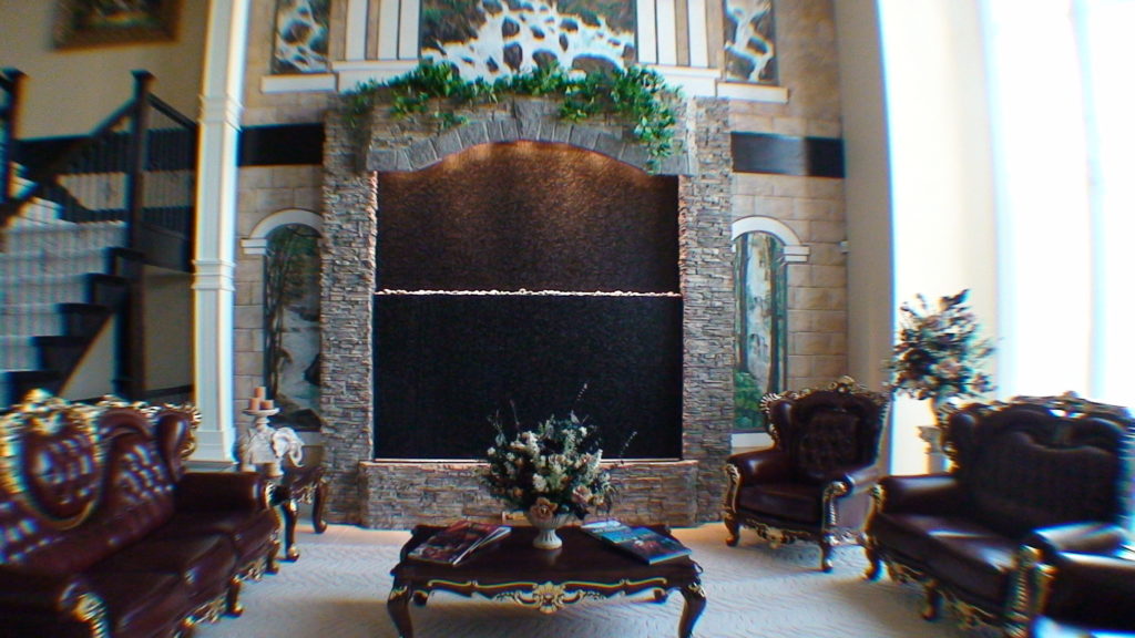 indoor feature wall marble tiered waterfall feature