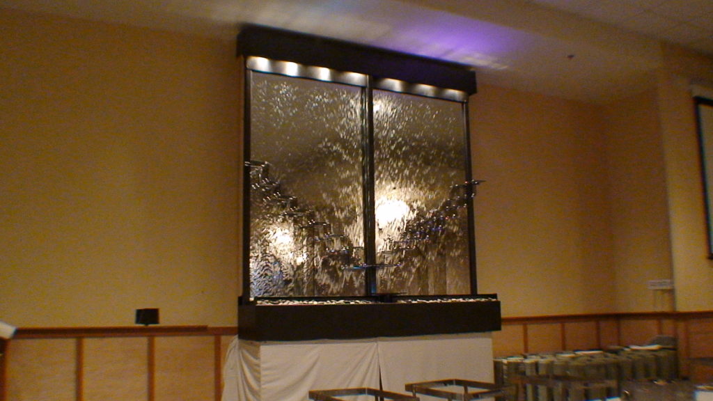 indoor restaurant banquet hall mirror glass waterfall fountain wall